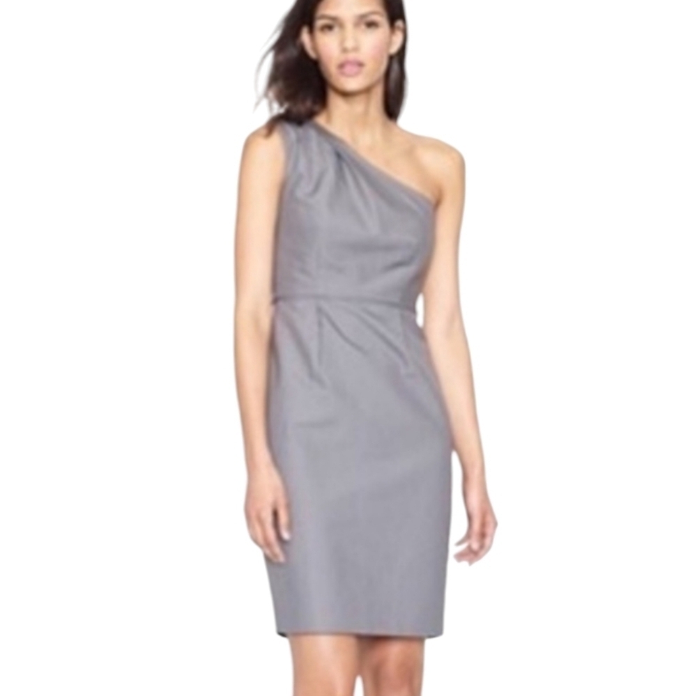 J. Crew Gray Cotton "Misha" One‎ Shoulder Dress Size 6
